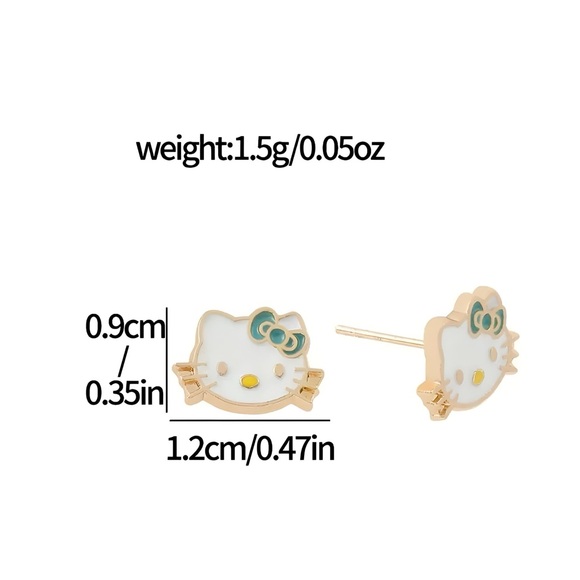 HELLO KITTY Green-Blue Bow Necklace & Earrings Set with Gift Box/Bag NWOT - Picture 9 of 10